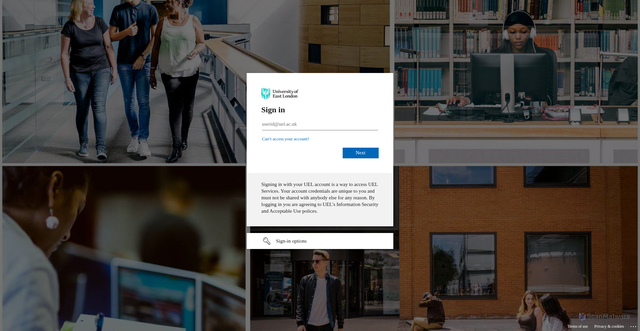 Security scan screenshot of https://uelac.sharepoint.com