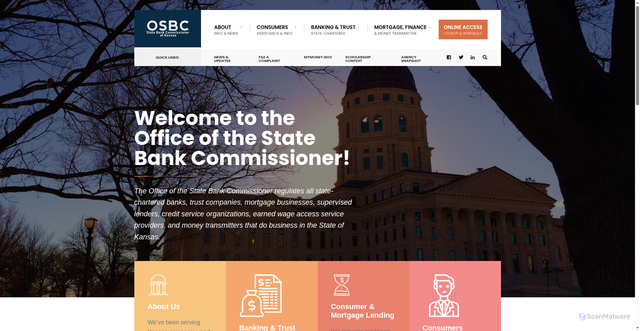 Security scan screenshot of https://osbckansas.gov/
