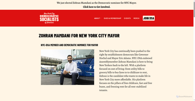 Security scan screenshot of https://socialists.nyc/zohran-mayor-nyc-dsa/