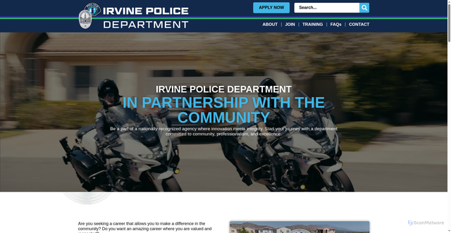 Security scan screenshot of https://joinirvinepd.gov/