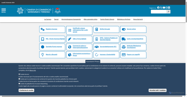 Security scan screenshot of https://www.lg.camcom.it/