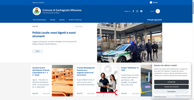 Security scan screenshot of https://comune.garbagnate-milanese.mi.it:443/