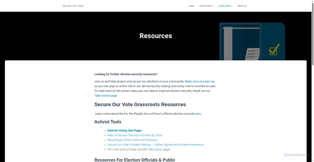 Security scan screenshot of https://secureourvote.us/?p=193