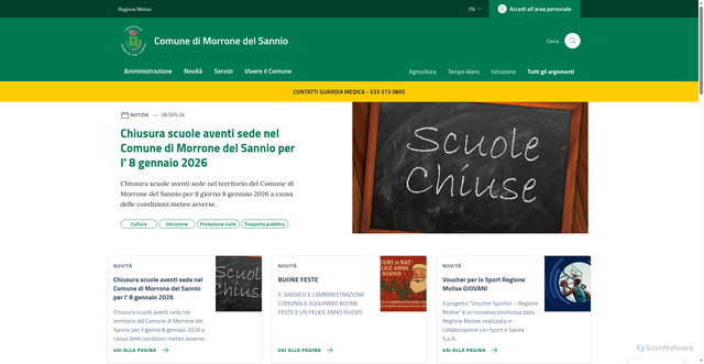 Security scan screenshot of https://comune.morronedelsannio.cb.it/