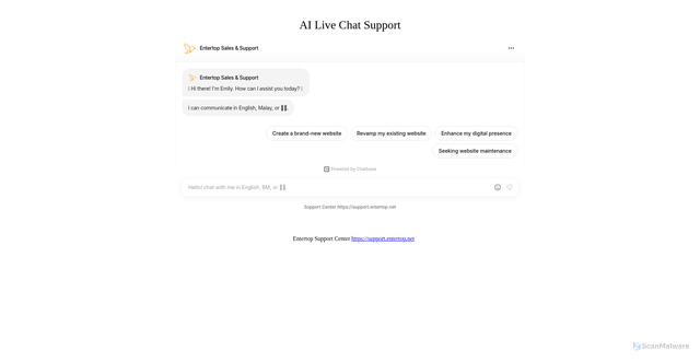 Security scan screenshot of http://onlinechat.entertop.net/