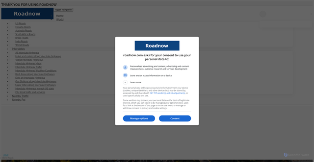 Security scan screenshot of https://roadnow.com