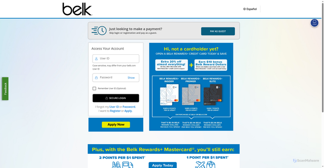 Security scan screenshot of https://belk.syf.com