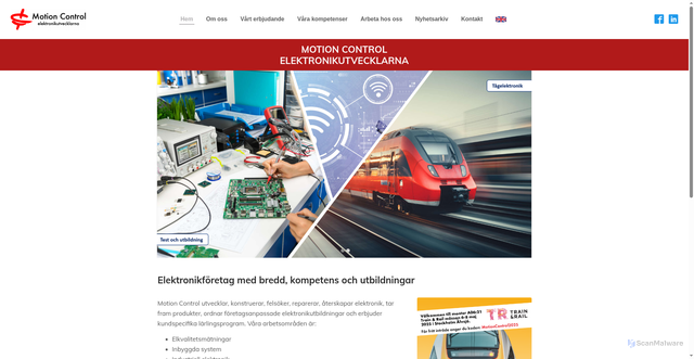 Security scan screenshot of https://www.motioncontrol.se/