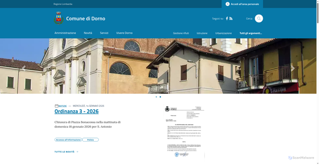 Security scan screenshot of https://www.comune.dorno.pv.it/