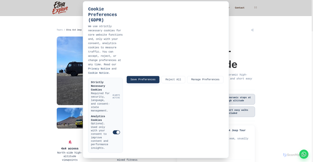 Security scan screenshot of https://etna-explore.pages.dev/tours/etna-4x4-jeep-tour/