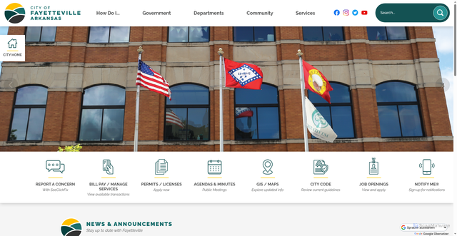 Security scan screenshot of https://www.fayetteville-ar.gov/
