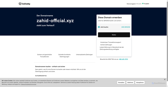 Security scan screenshot of https://www.zahid-official.xyz