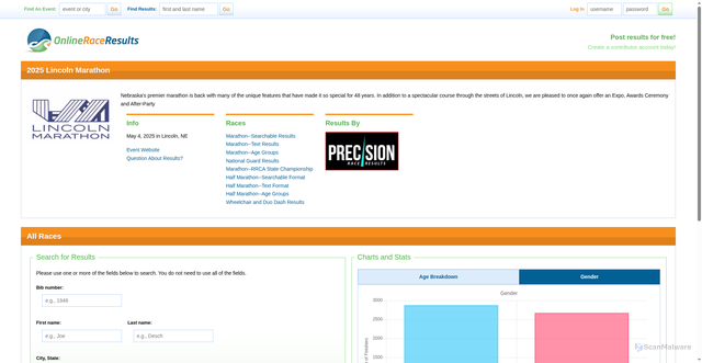 Security scan screenshot of https://www.onlineraceresults.com/event/view_event.php?event_id=25498