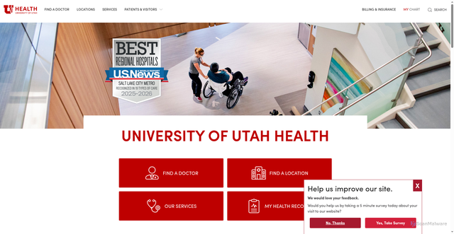 Security scan screenshot of https://webproxyprd.med.utah.edu