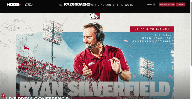 Security scan screenshot of https://hogsplus.com/streams/live-press-conference-hunter-yurachek-ryan-silverfield