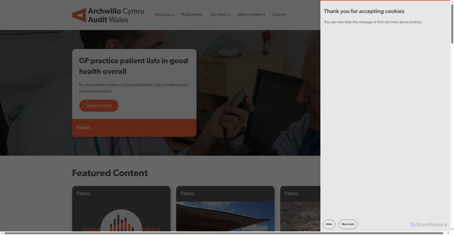 Security scan screenshot of https://www.audit.wales