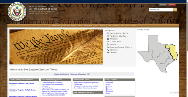 Security scan screenshot of https://txed.uscourts.gov