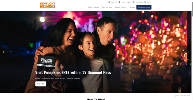 Security scan screenshot of https://www.kentuckykingdom.com/