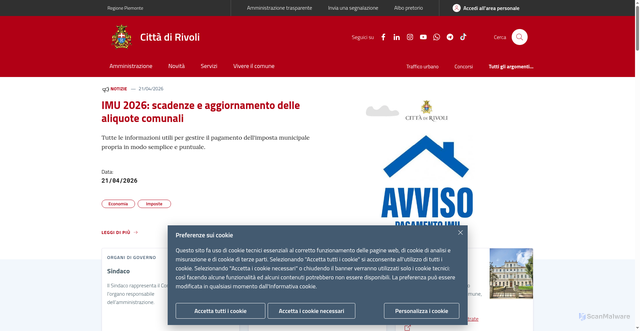 Security scan screenshot of https://www.comune.rivoli.to.it