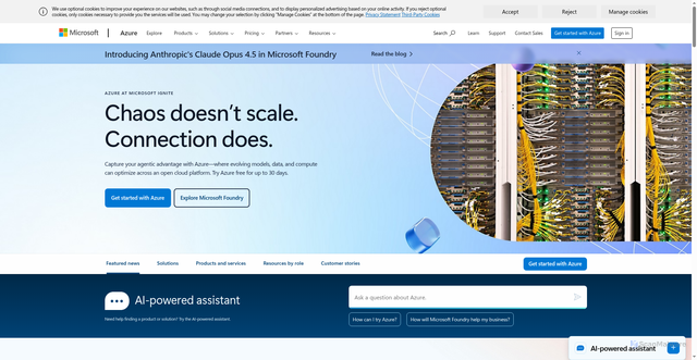 Security scan screenshot of https://azure.microsoft.com/