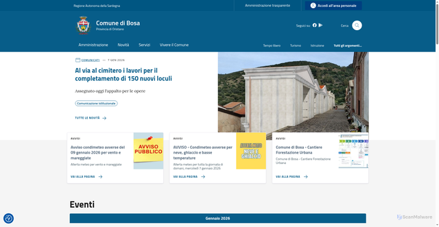 Security scan screenshot of https://comune.bosa.or.it/