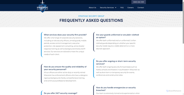 Security scan screenshot of https://strategicsecurity1.com/faq/