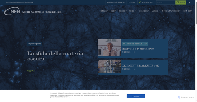 Security scan screenshot of https://www.infn.it/