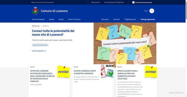 Security scan screenshot of https://www.comune.lusevera.ud.it/
