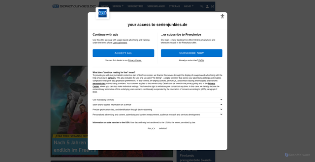 Security scan screenshot of https://www.serienjunkies.de