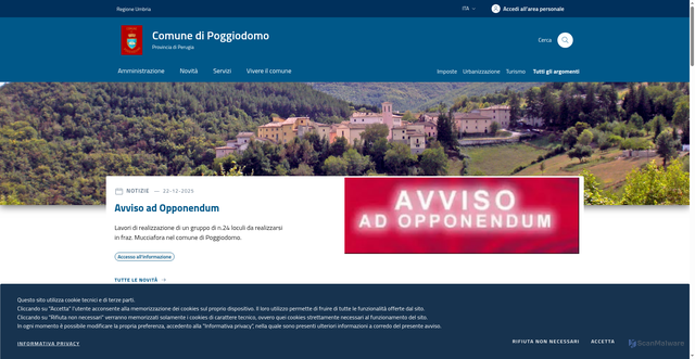 Security scan screenshot of https://www.comune.poggiodomo.pg.it/
