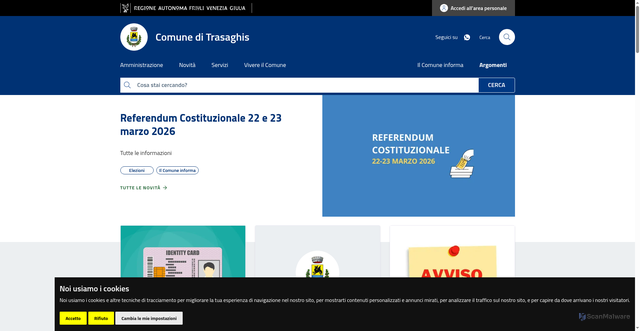 Security scan screenshot of https://www.comune.trasaghis.ud.it/