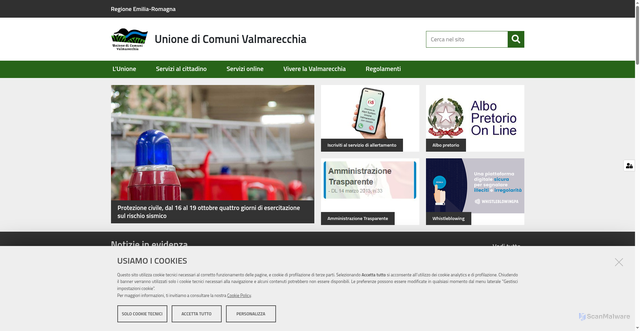 Security scan screenshot of https://www.vallemarecchia.it/