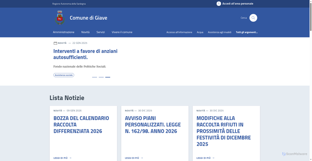 Security scan screenshot of https://comune.giave.ss.it/