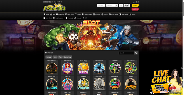 Security scan screenshot of https://longpisang123.com/desktop/game/slot/hacksaw