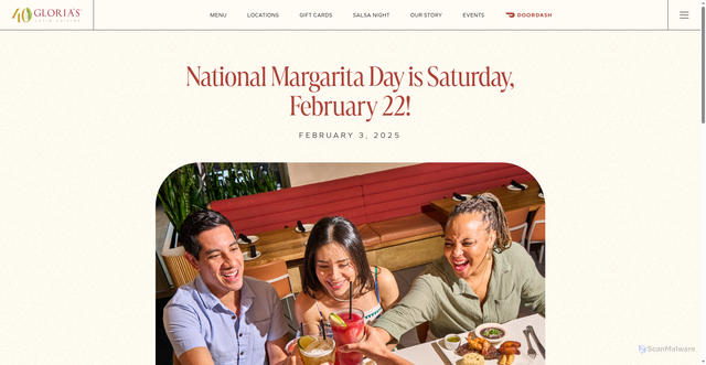 Security scan screenshot of https://www.gloriascuisine.com/blog/national-margarita-day