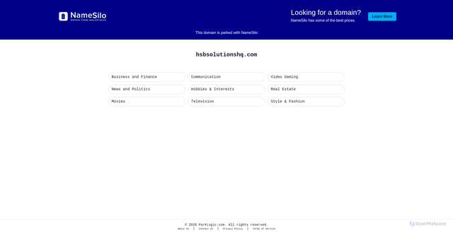 Security scan screenshot of hsbsolutionshq.com