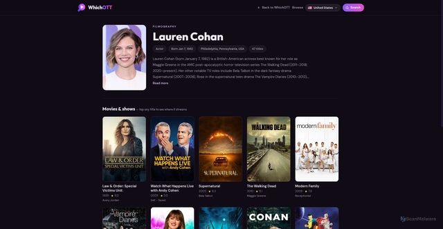 Security scan screenshot of https://whichott.com/person/lauren-cohan-62220
