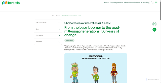 Security scan screenshot of https://www.iberdrola.com/talent/generation-x-y-z