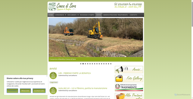 Security scan screenshot of https://www.consorzioconcadisora.it/