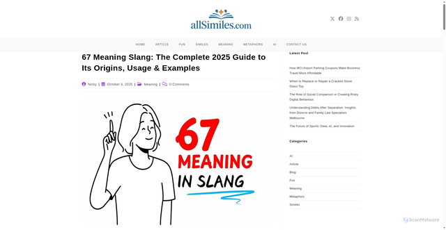 Security scan screenshot of https://allsimiles.com/67-meaning-slang/