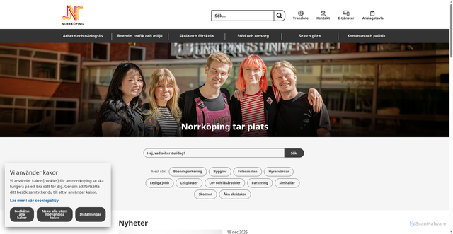 Security scan screenshot of https://norrkoping.se/