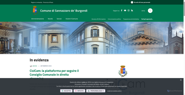 Security scan screenshot of https://www.comune.sannazzarodeburgondi.pv.it/it-it/home