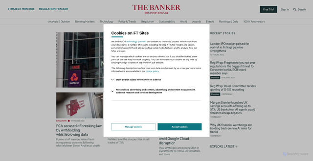 Security scan screenshot of https://thebanker.com