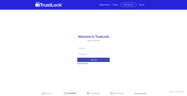 Security scan screenshot of https://app.trustlock.co