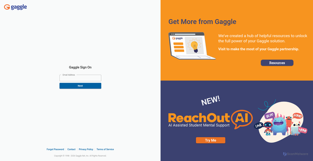 Security scan screenshot of https://portal.gaggle.net