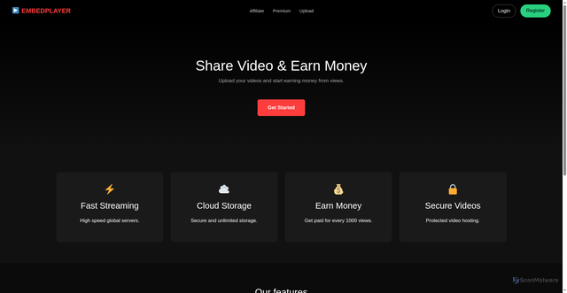 Security scan screenshot of http://embedplayer.cloud/