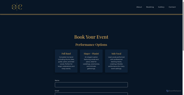 Security scan screenshot of https://onnacollinsevents.com/booking/