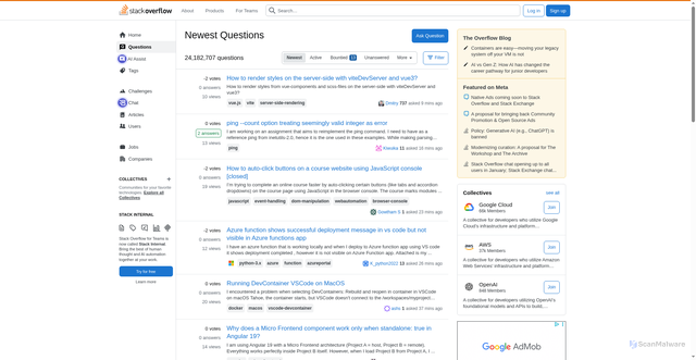 Security scan screenshot of https://stackoverflow.com