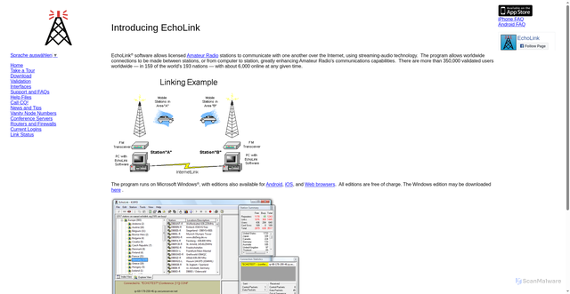Security scan screenshot of https://echolink.org