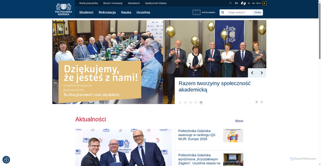 Security scan screenshot of https://pg.edu.pl/